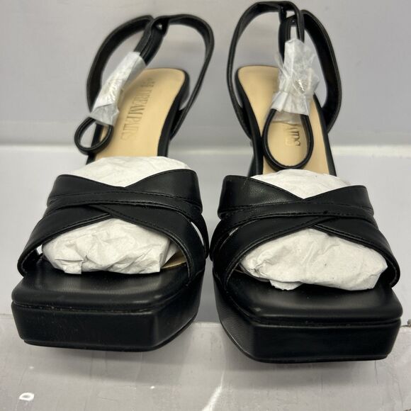 Dream Pairs High 4" Pyramid Heel Rhinestone Detail Ankle Strap Black SZ 6 NEW - Picture 6 of 8